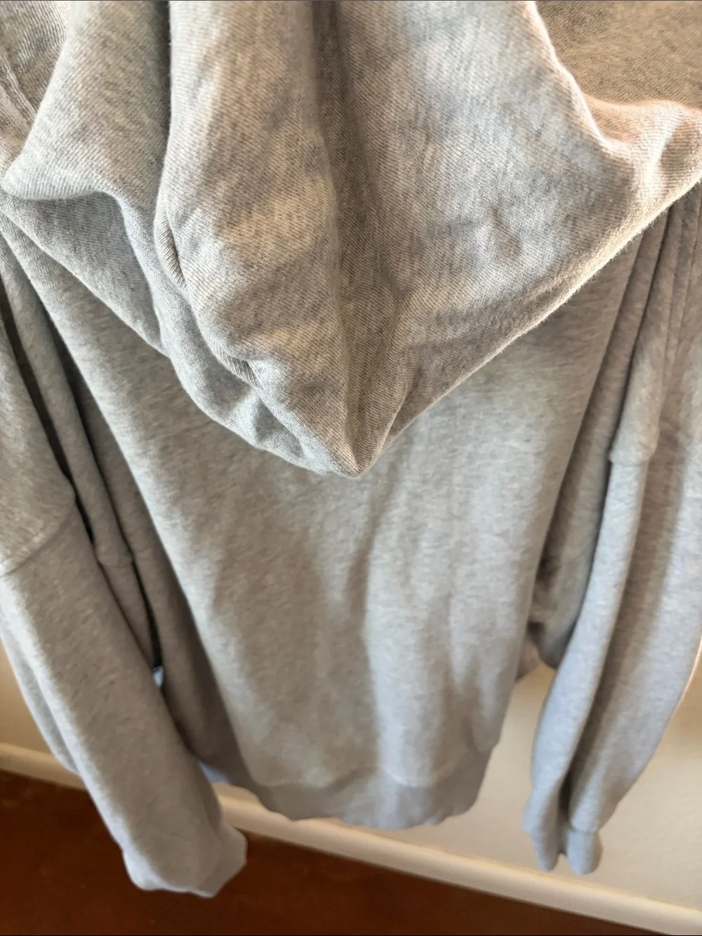 Aerie Light Gray Hooded Sweatshirt with Silver Beaded Trim - Picture 6 of 7